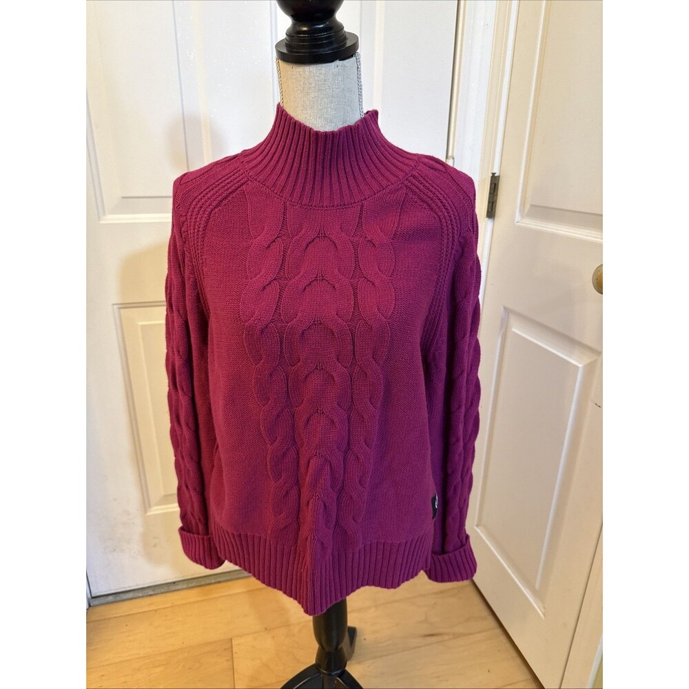 MOCK TURTLENECK TREND Calvin Klein Pink Cotton Blend Sweater Size L Women’s